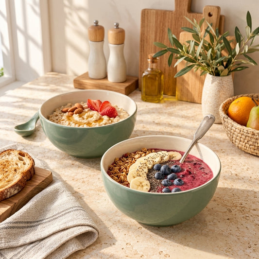 qvxzjm Sage Green Ceramic Bowls, Set of 2
