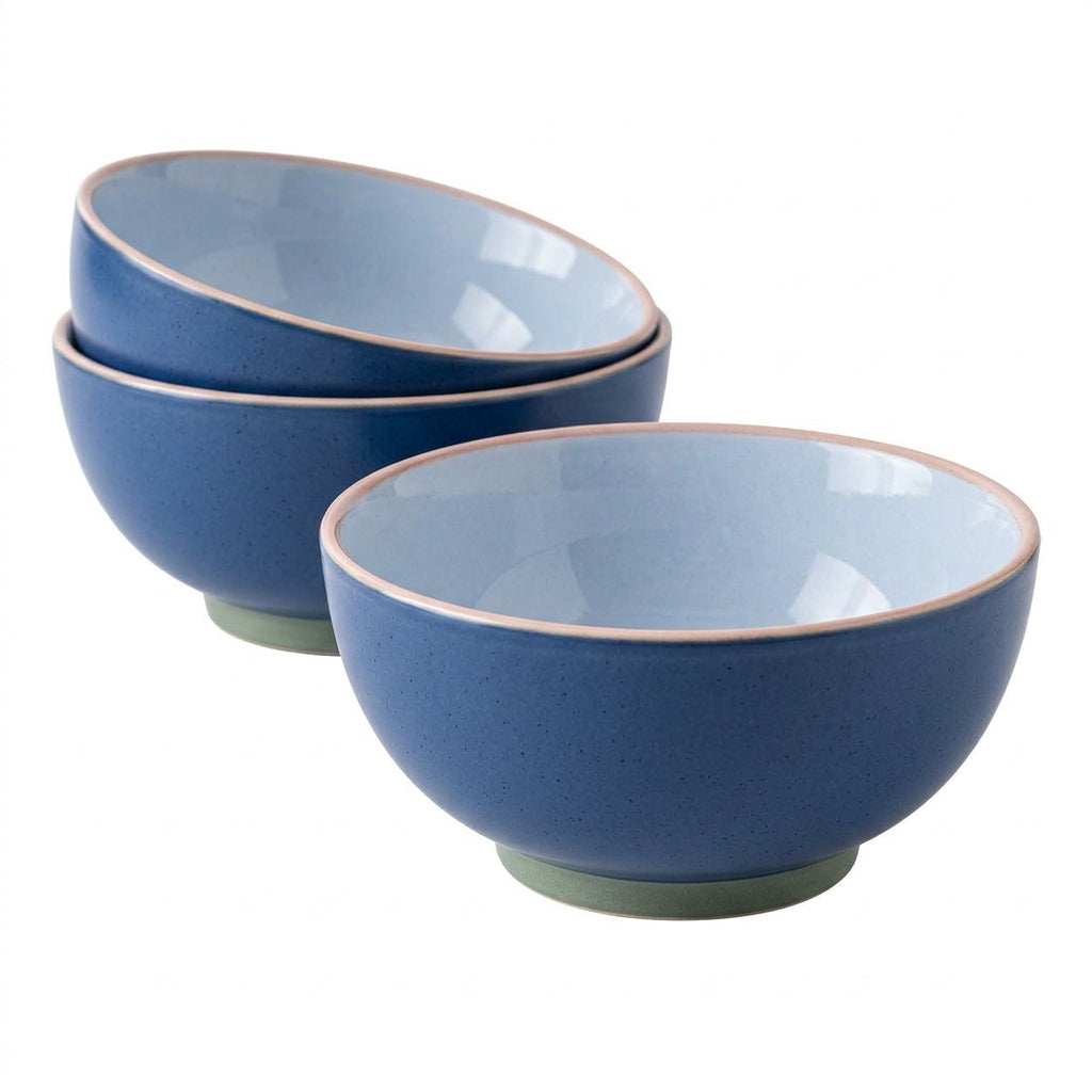 qvxzjm Cream Ceramic Bowls with Peach Rims, Set of 3