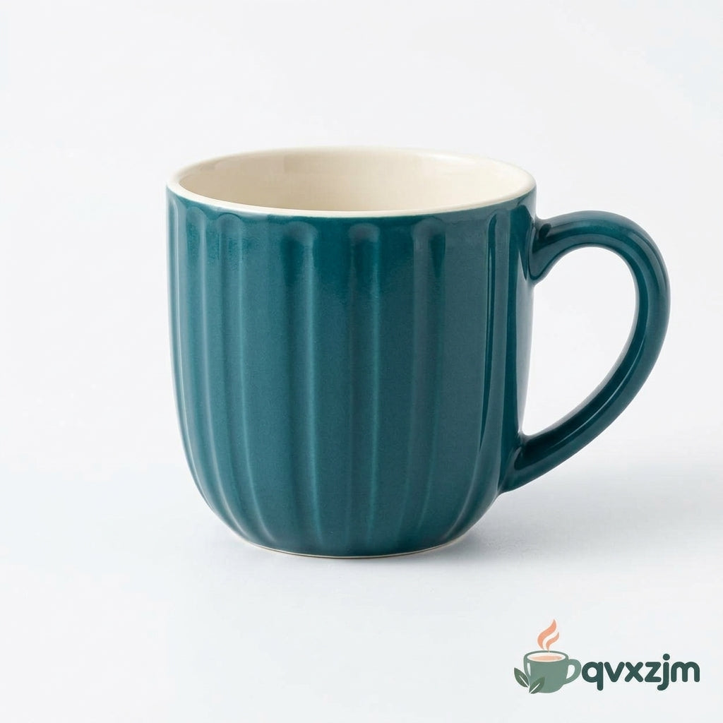 qvxzjm Peach Ribbed Ceramic Mug