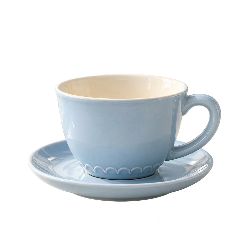 qvxzjm Powder Blue Ceramic Cup & Saucer