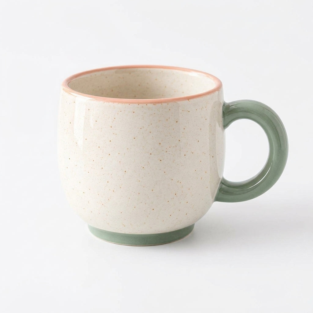 qvxzjm Cream Ceramic Mug with Sage Handle