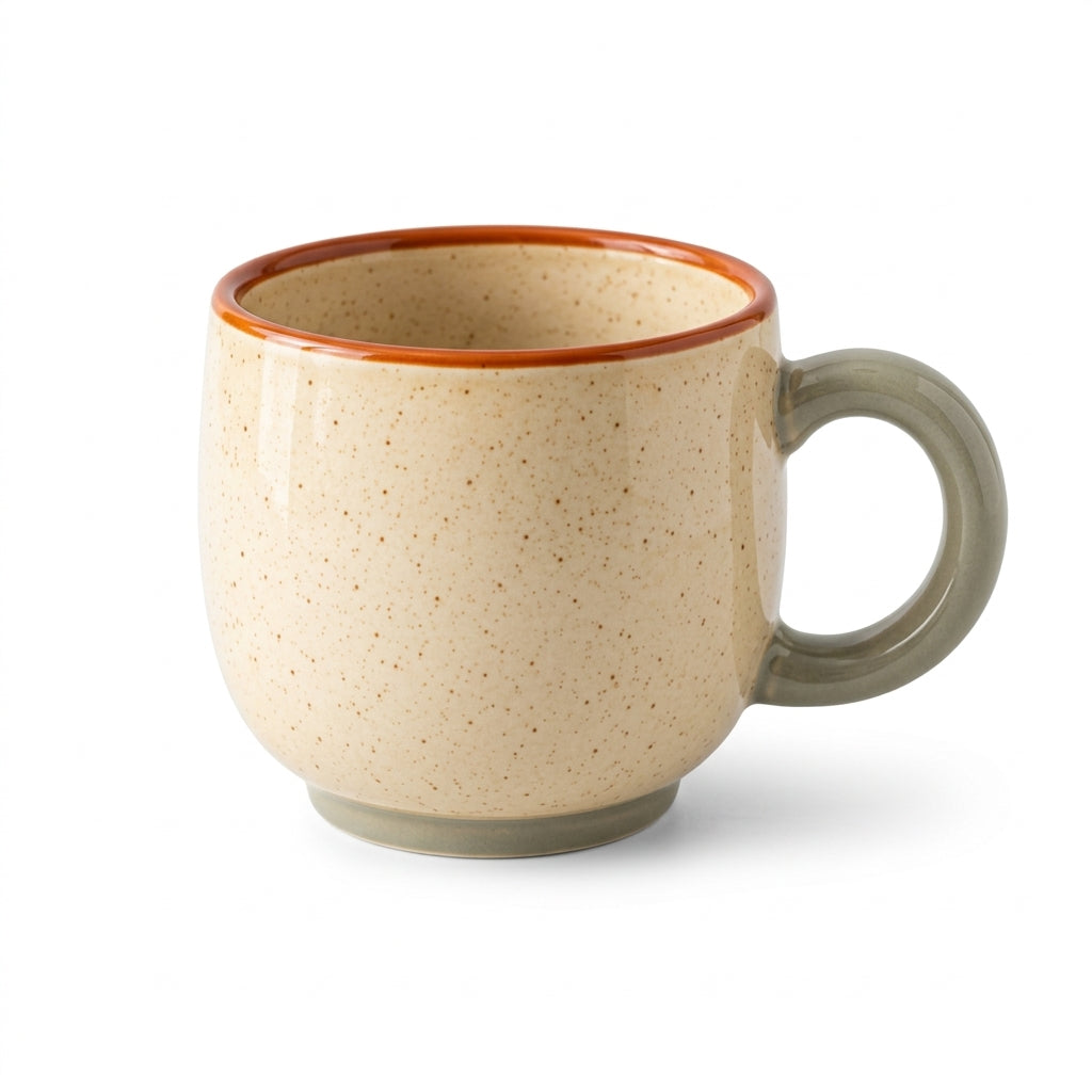 qvxzjm Cream Ceramic Mug with Sage Handle