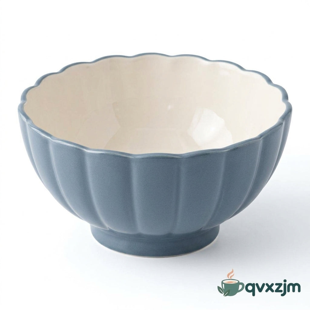 qvxzjm Peach Scalloped Ceramic Bowl