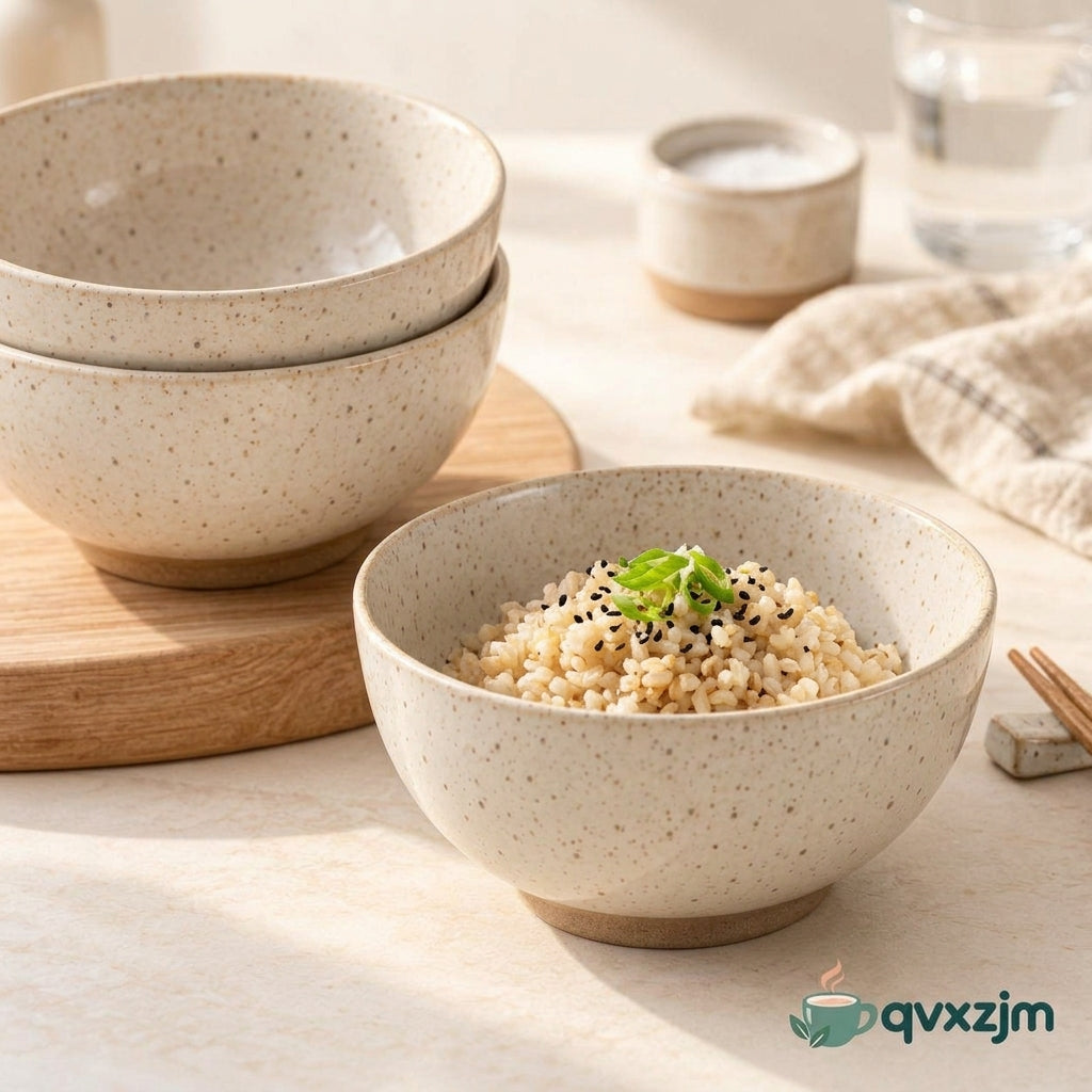 qvxzjm Cream Speckled Ceramic Bowls, Set of 3