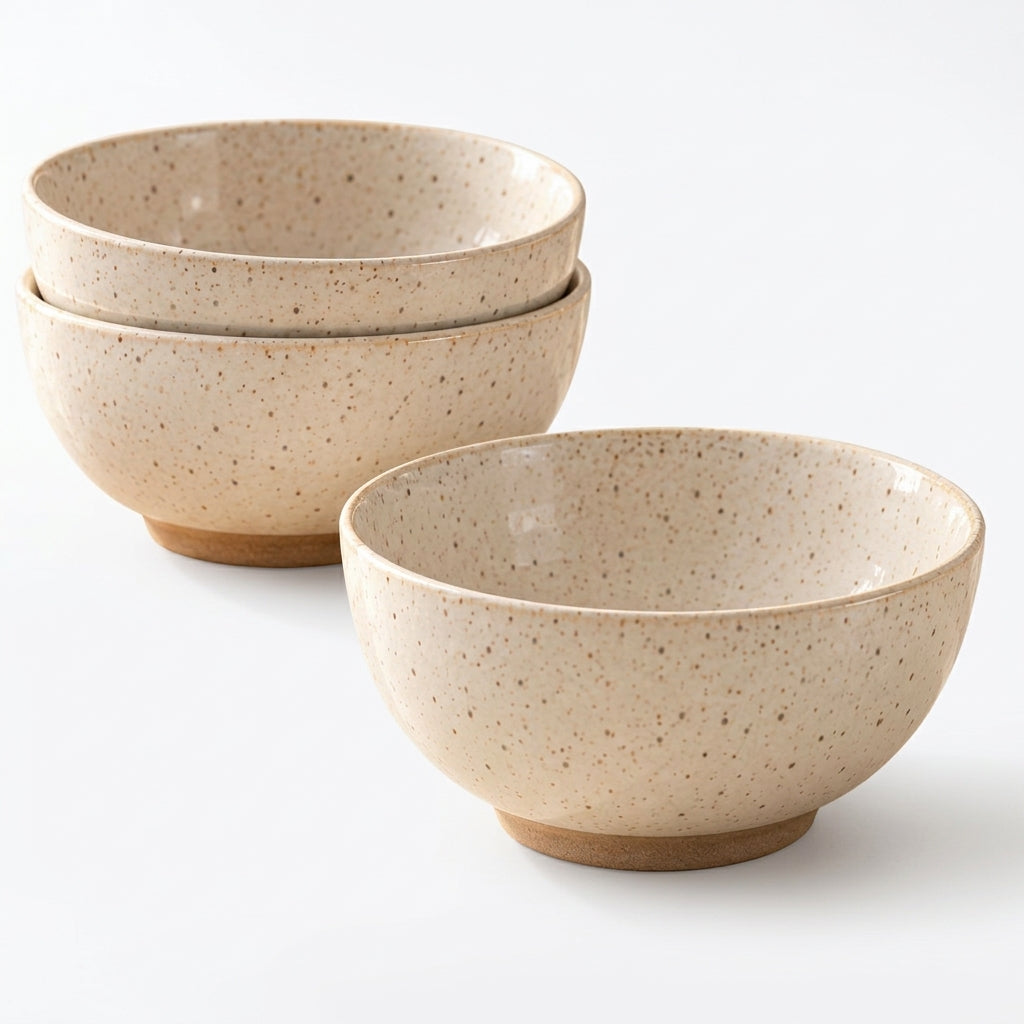 qvxzjm Cream Speckled Ceramic Bowls, Set of 3